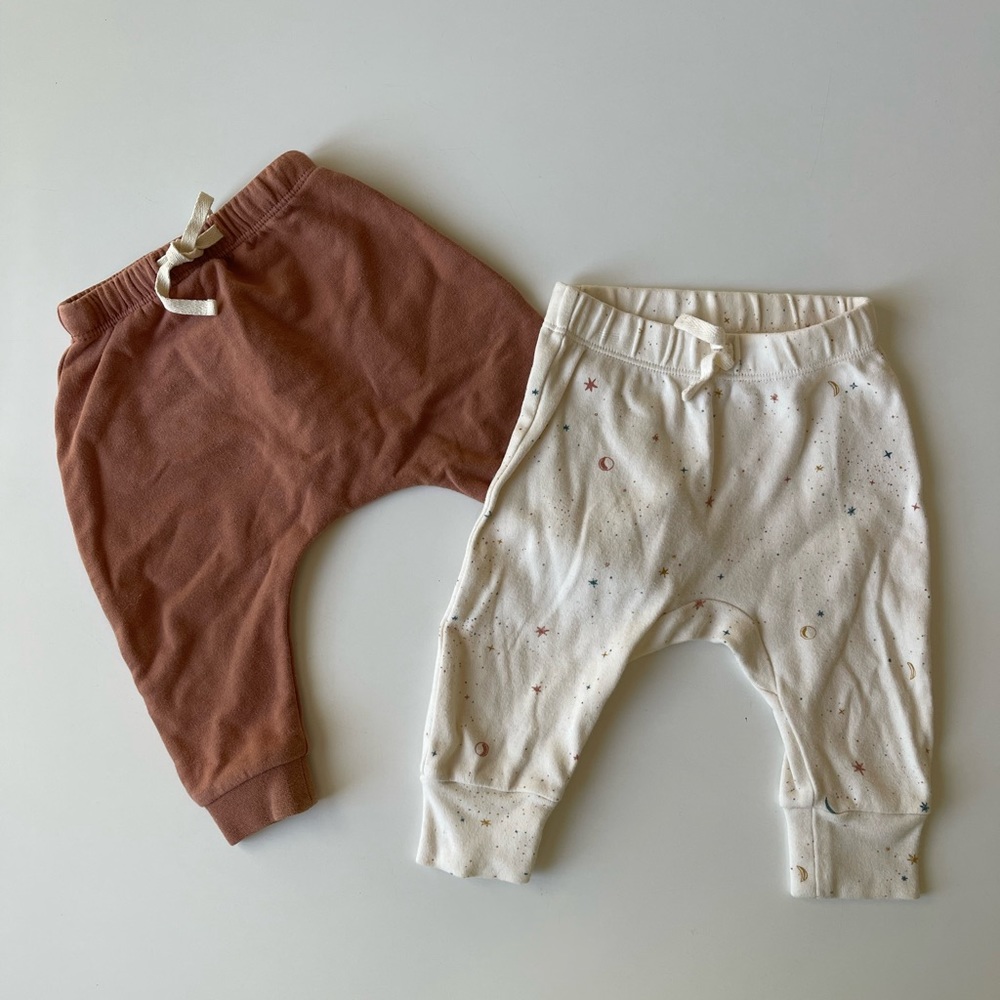 2 baby cotton joggers pants - Pehr & Quincy Mae - 3 / 6 months
